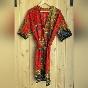 60s Vintage Cotton Duster / Robe / Wrap Dress